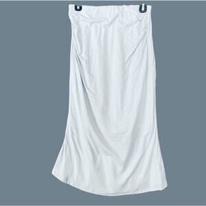 OGL Midi Skirt Ruched Sides Elastic Waist Light Blue Size Medium